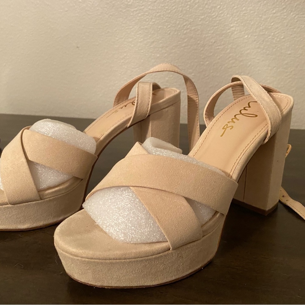 Lulus Beige Selah Light Nude Suede Ankle Strap Heels Womens